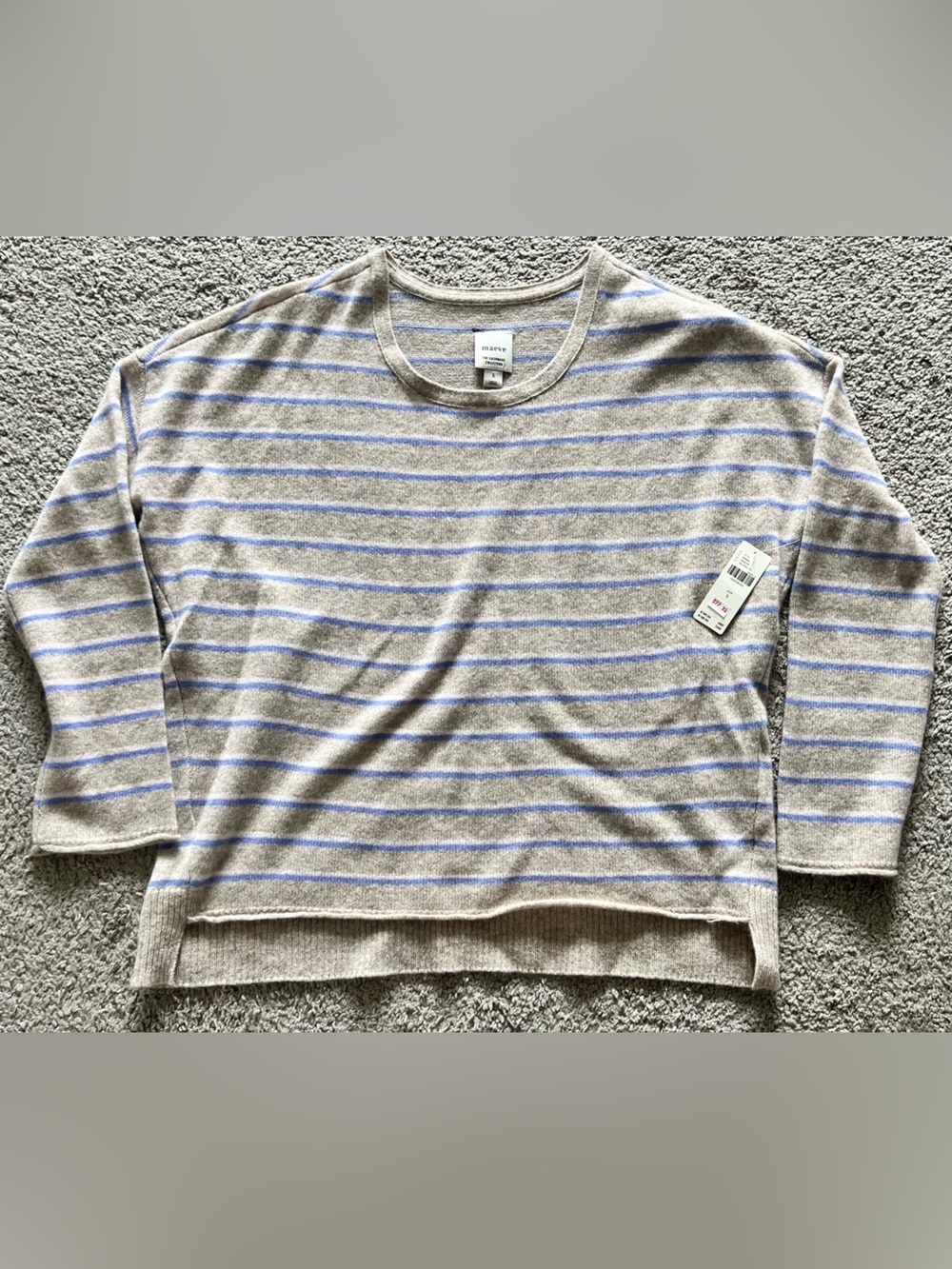 Maeve cashmere Sweater with Blue Stripes